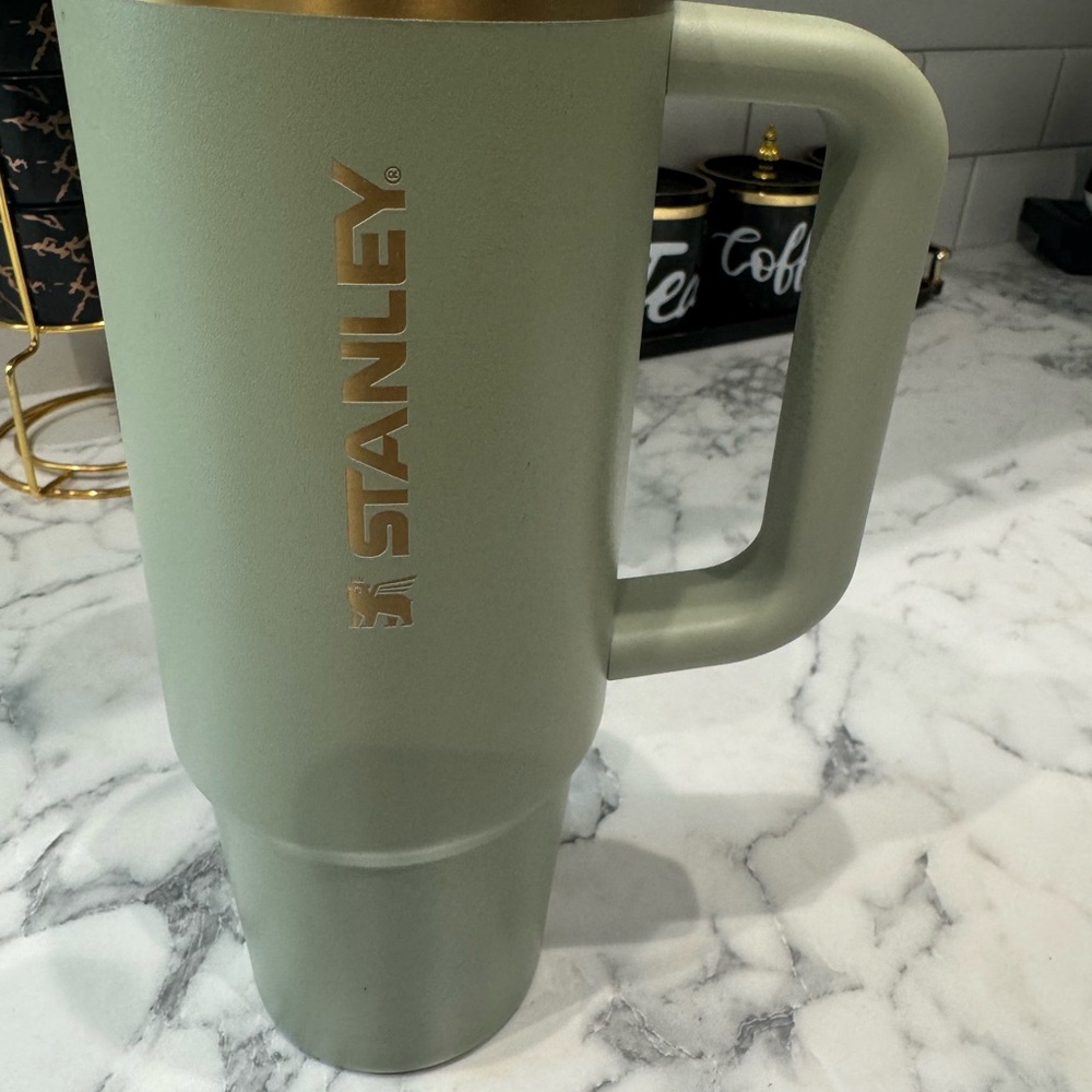 Stanley Sage Green Tumbler with Gold Accent